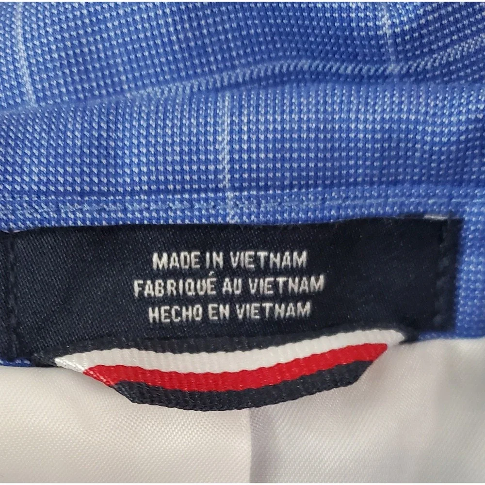 Tommy Hilfiger Blazer TH Flex Windowpane Mazarine Blue 12 Boy's Notch Collar - Picture 9 of 13